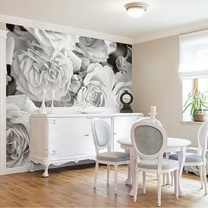 Grey Rose Wall Mural